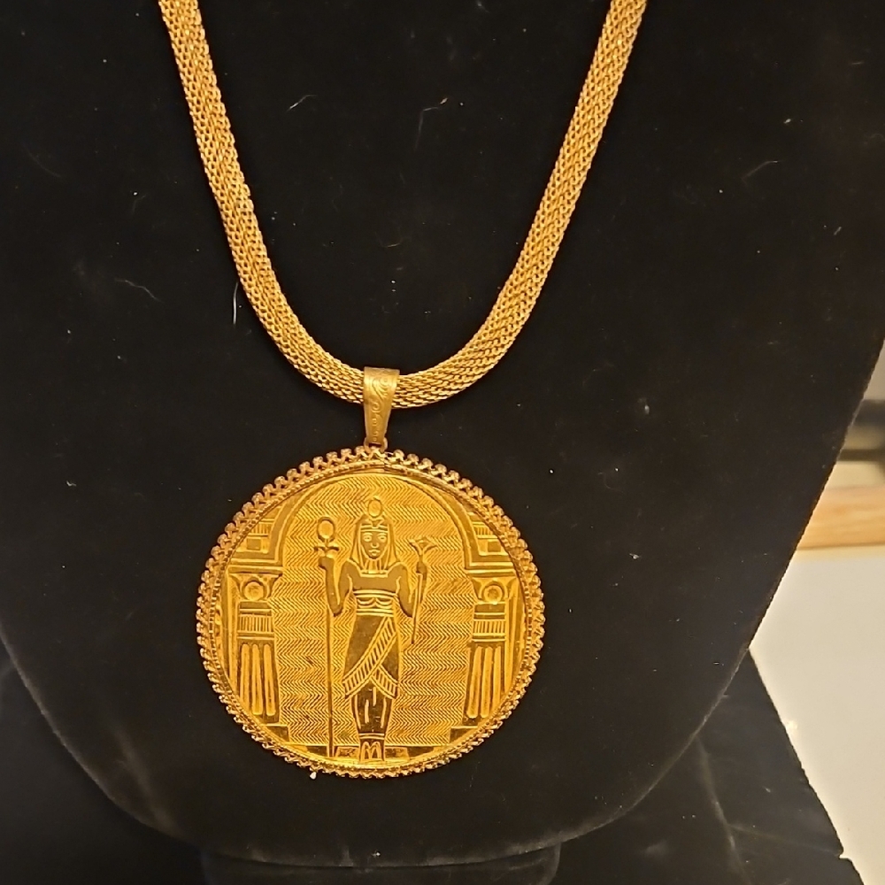 Miriam Haskell Gold Medallion Necklace - Picture 2 of 7